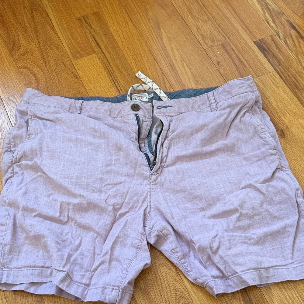 Faherty Light Pink Linen Shorts
